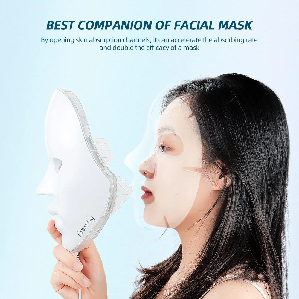 Foreverlily Gift Box 7 Colors LED Facial Mask Photon Therapy Brightening Face Skin Rejuvenation Acne Care Tools Anti-Wrinkle