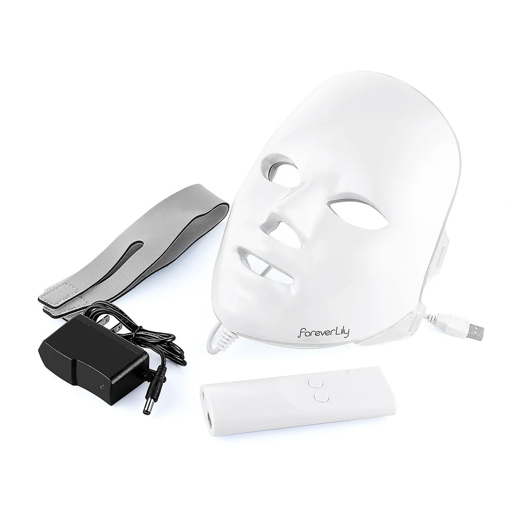 Foreverlily Gift Box 7 Colors LED Facial Mask Photon Therapy Brightening Face Skin Rejuvenation Acne Care Tools Anti-Wrinkle