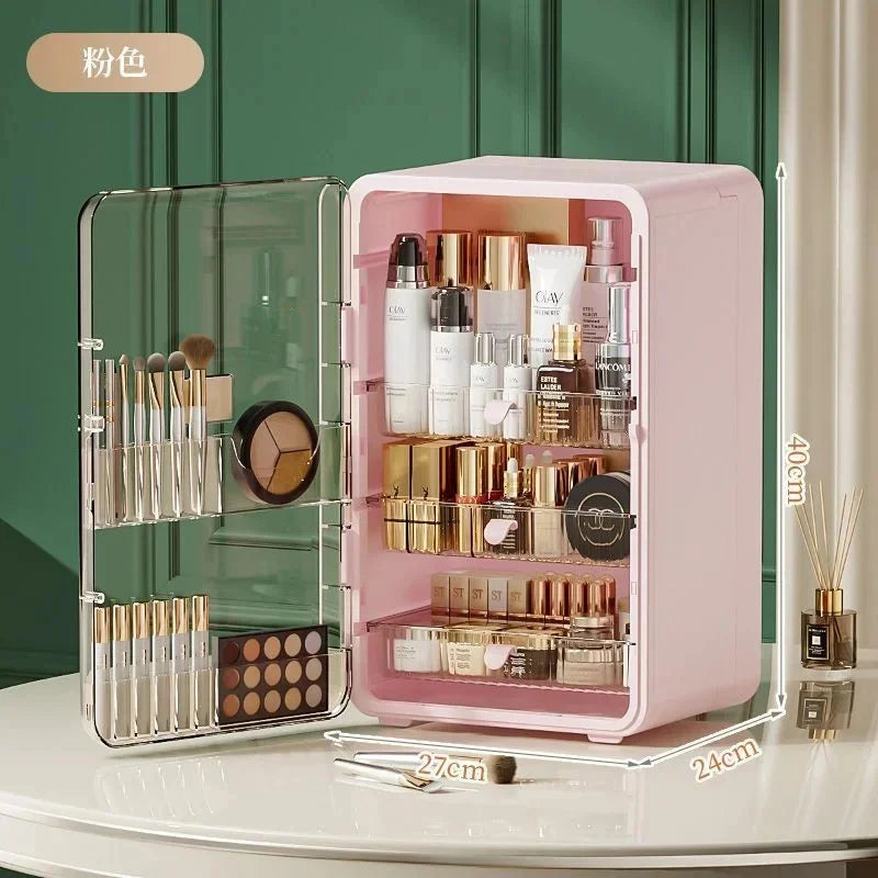 Large Clear Makeup Organizer With Dustproof Design Cosmetic Storage Box For Lipstick Skincare Bathroom Vanity Desktop Organizer