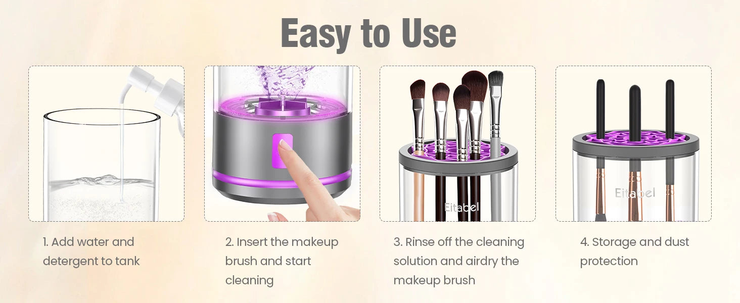 Electric Makeup Brush Cleaner - 7000 RPM Makeup Brush Cleaning Machine, Waterproof Automatic Makeup Brush Cleaner with Mat