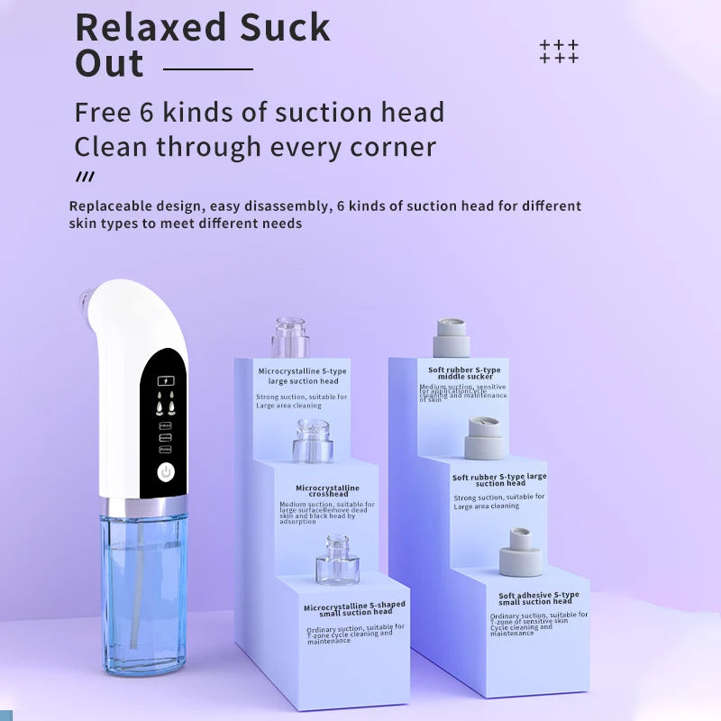 Blackhead Remover Vacuum Suction Water Cycle Pore Acne Cleaner USB Rechargeable Black Head Removal  Face Cleaner