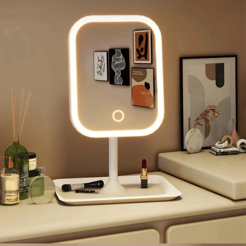 LED Lighted Makeup Mirror, Portable Vanity Mirror with Dimmable Light