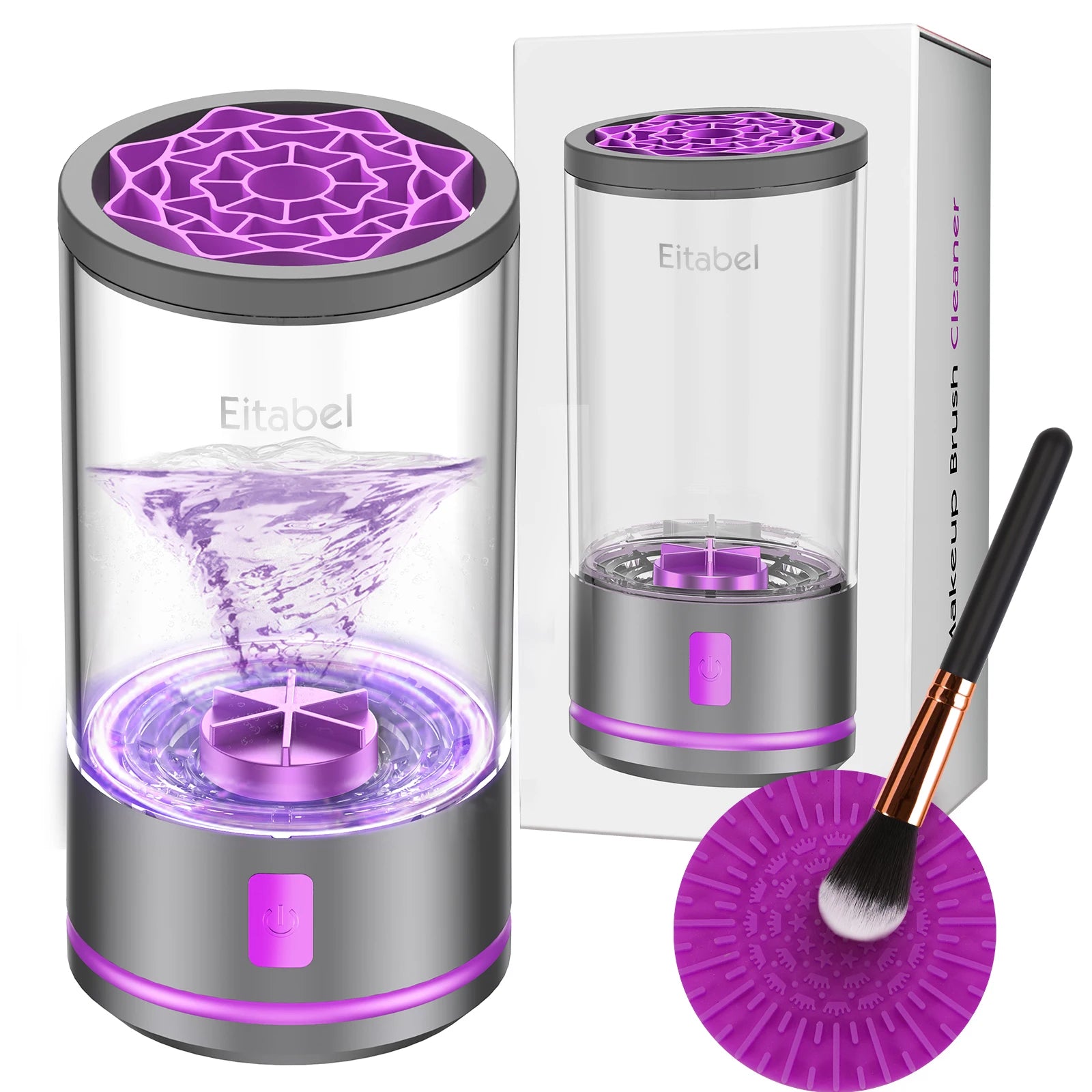 Electric Makeup Brush Cleaner - 7000 RPM Makeup Brush Cleaning Machine, Waterproof Automatic Makeup Brush Cleaner with Mat