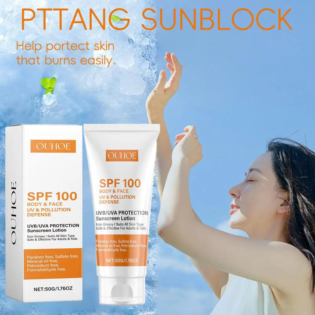 Sunscreen Lotion Spf100 Moisturizing Refreshing Light,Non Greasy,Prevent Facial And Body Sunburn Solar Blocker Facial Sunscreen