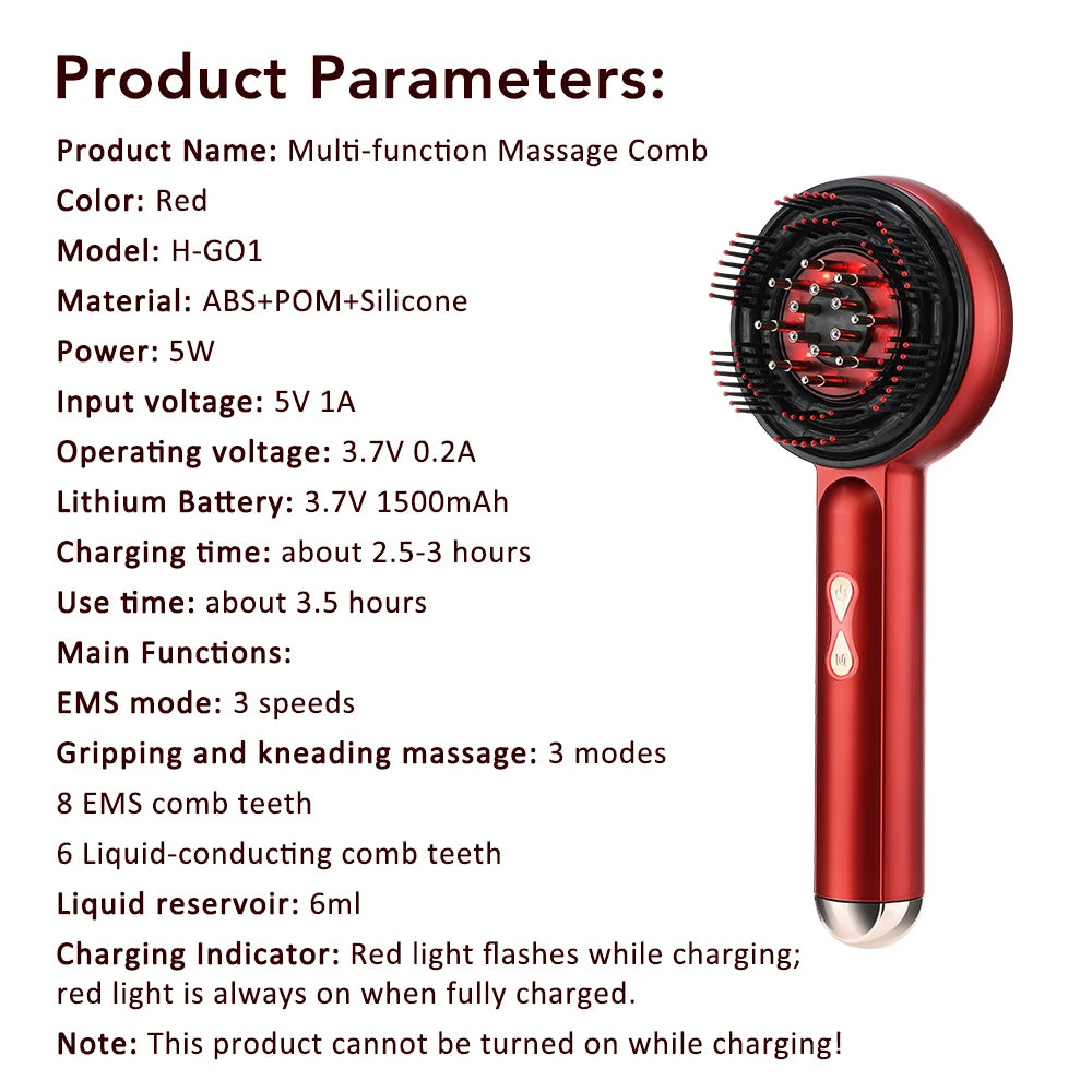 Electric Scalp Massage Comb for Growth Scalp Oil Applicator Hair Care 660nm Red Light Head Massager Improve Hair Loss Brush