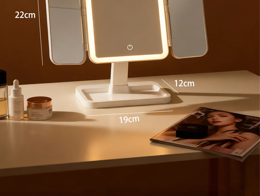 Led Makeup Mirror Desktop Multifunctional Foldable Lighted Mirror with Fill Light for Dressing Table Daily Makeup Use  Mirror