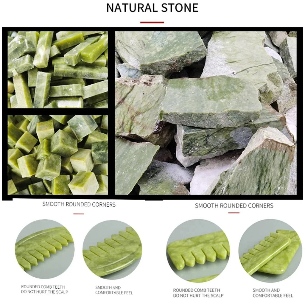 Jade Head Comb Massager Hair Comb Scalp Massager Scalp Care Massage Tool Home and Salon Use Manual Skin Massage Board