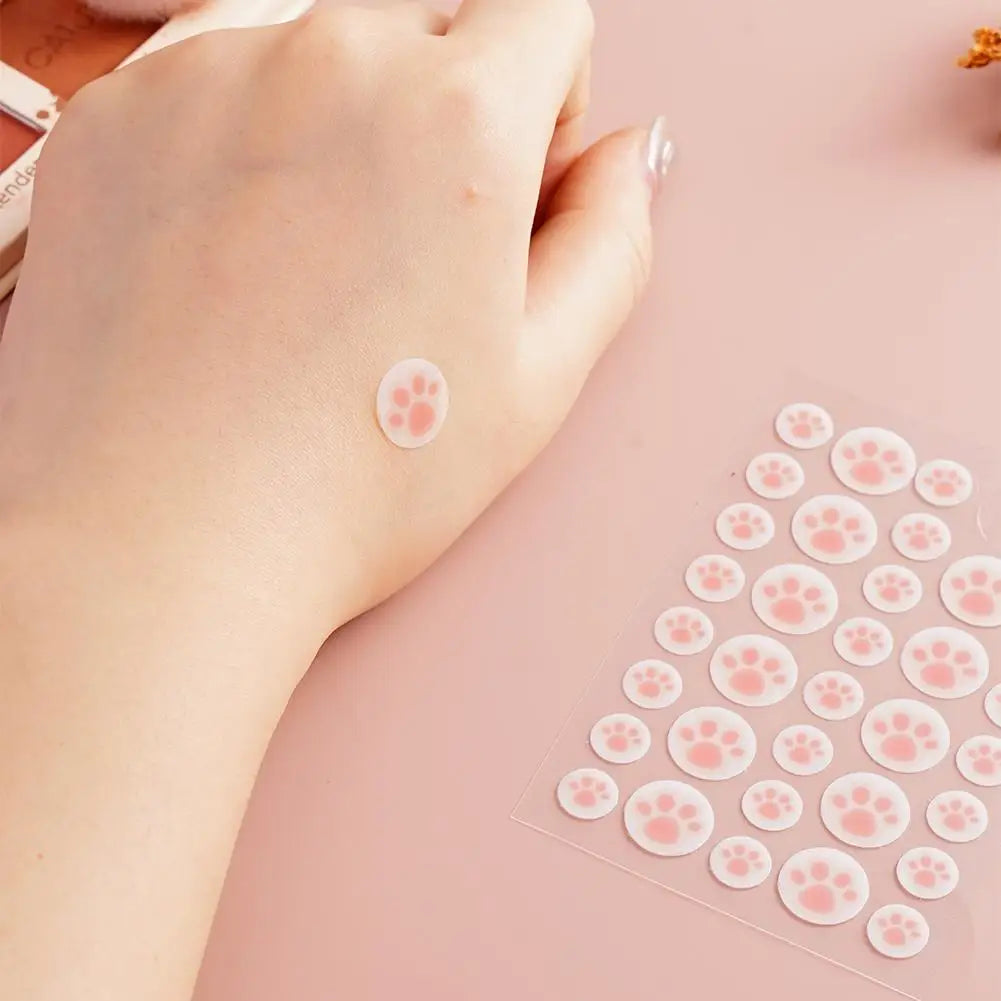 Hydrocolloid Acne Pimple Patch 36 Counts Cute Cat Paws Shaped Acne Absorbing Cover Patch, Invisible For Acne Dots