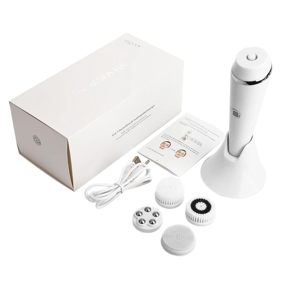 Facial Cleansing Brush 4 in 1 Electric Waterproof Rotating Face Scrubber Cleanser Rechargeable Deep Pore Clean Skin Care Tool