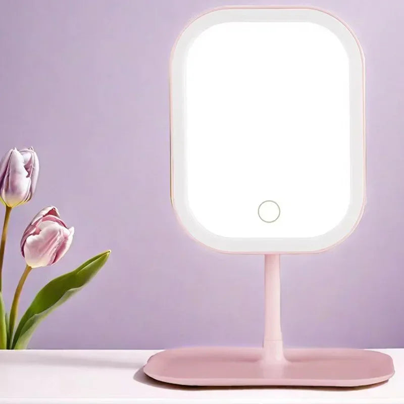 LED Lighted Makeup Mirror, Portable Vanity Mirror with Dimmable Light