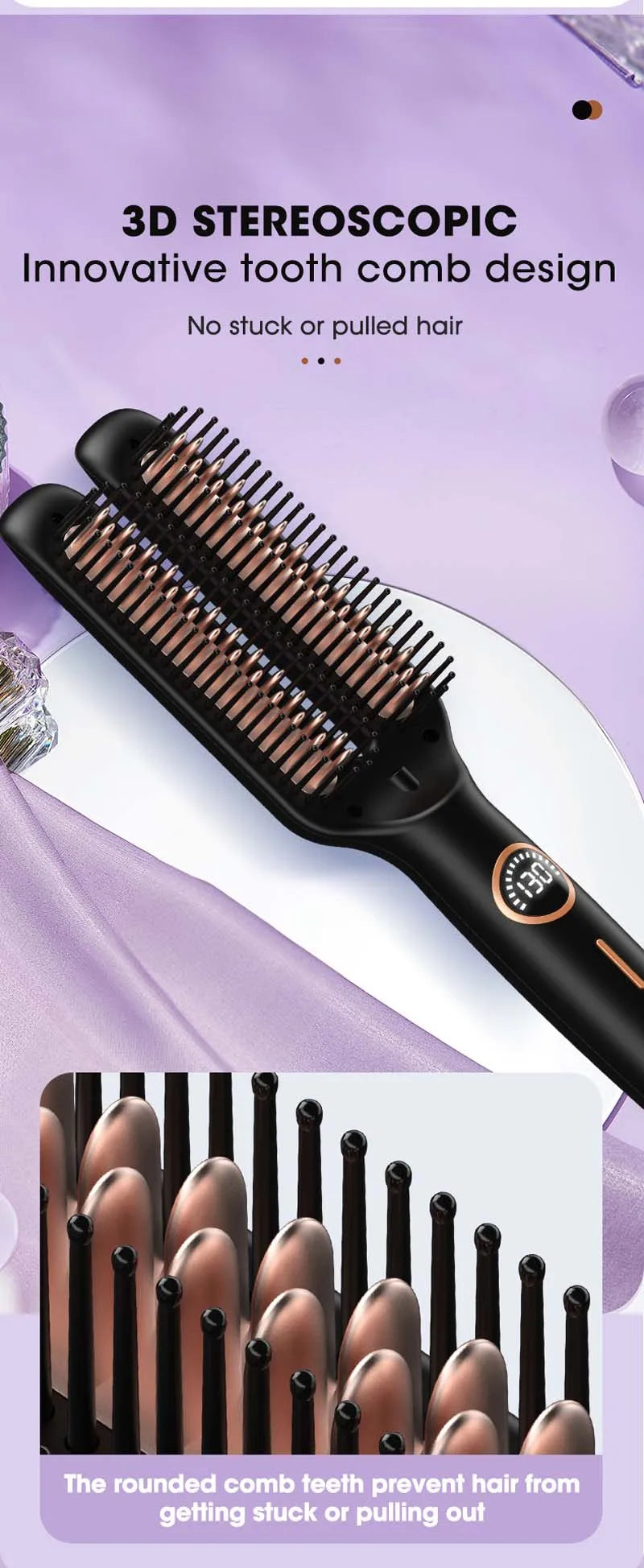 2 In1 Multifunctional Hair Straightener Brush Ceramic Hair Straightening And Curling Iron Electric Hot Brush For Styling