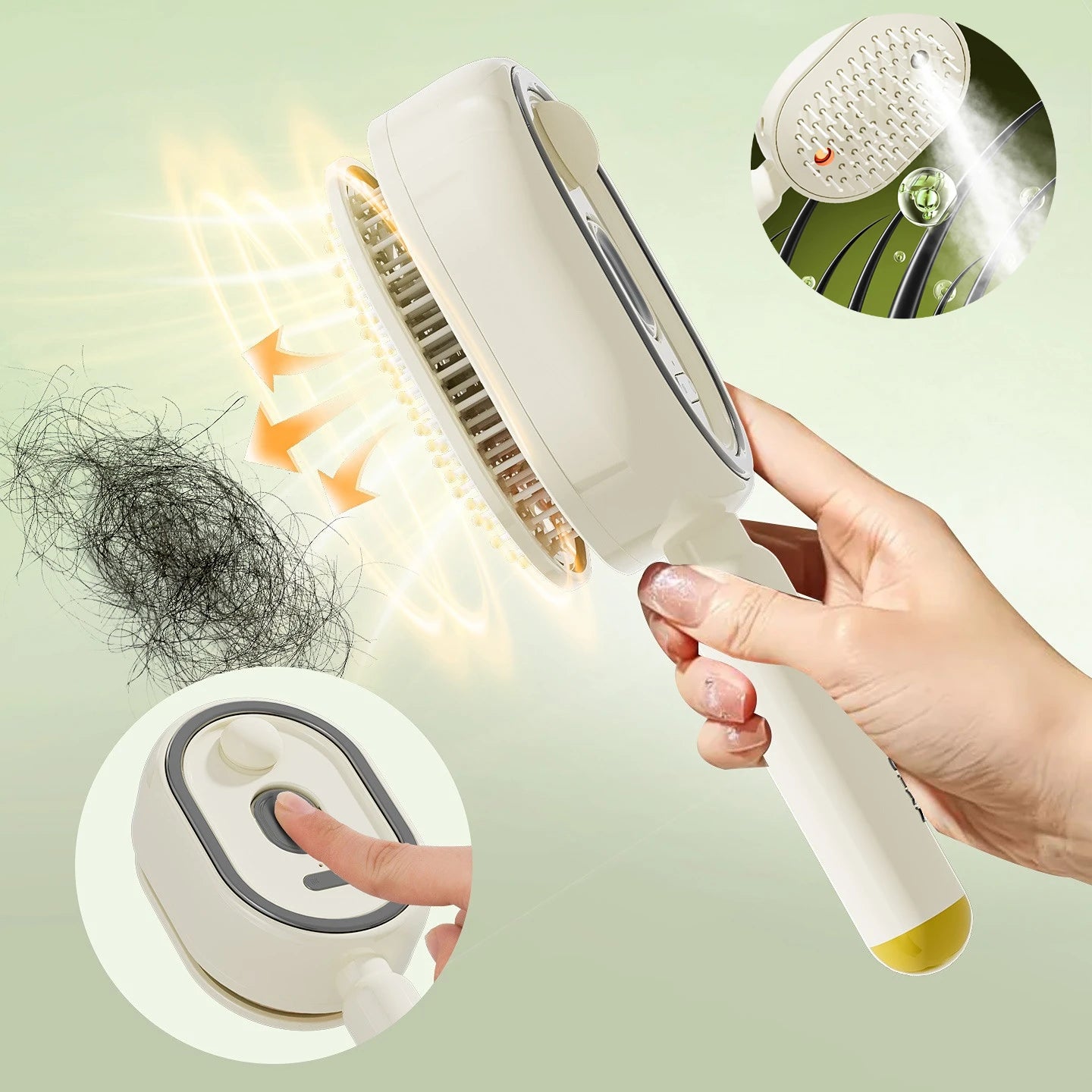 Electric Spray Hair Brush with Water Spray, Steam Essential Oil Brush, Rechargeable, Reduce Frizz Anti-Static, Hair Styling Care
