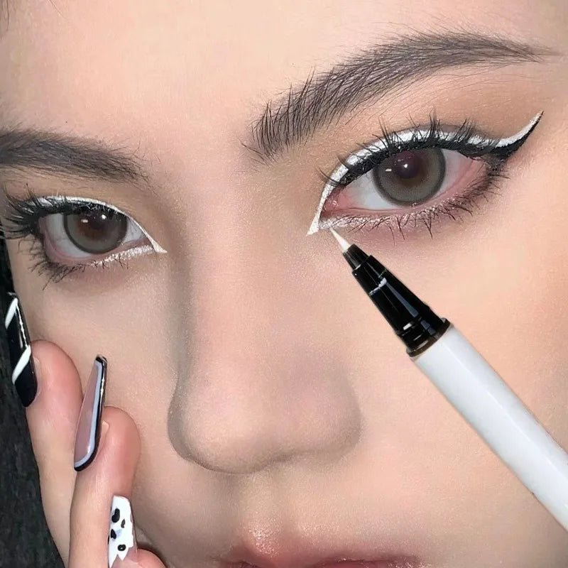 Ultra-thin Matte White Eyeliner Liquid Pen Waterproof Sweat-proof Long-lasting Lying Silkworm Pen High Pigment Smooth Eye Makeup