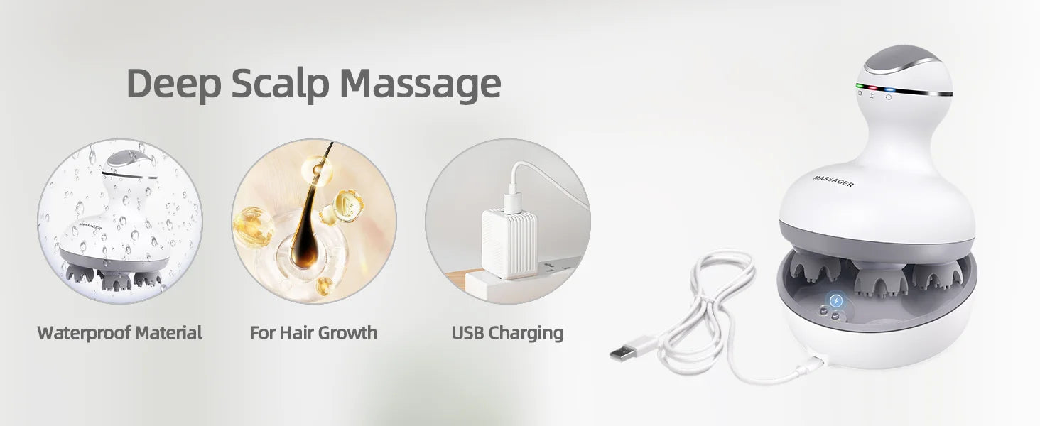 Electric Scalp Massager Scalp Hair Massage Waterproof Head Massage Portable Head Scratcher for Hair Growth&Stress Release Gifts