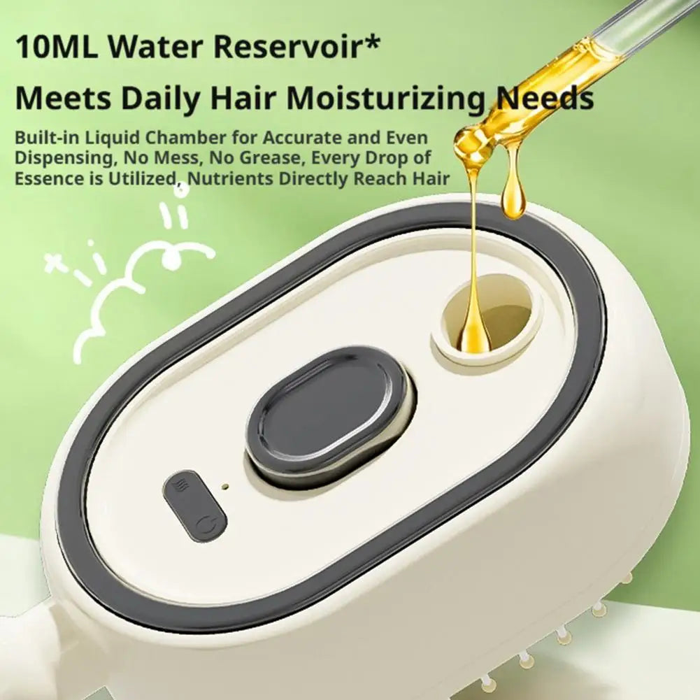 Electric Spray Hair Brush with Water Spray, Steam Essential Oil Brush, Rechargeable, Reduce Frizz Anti-Static, Hair Styling Care