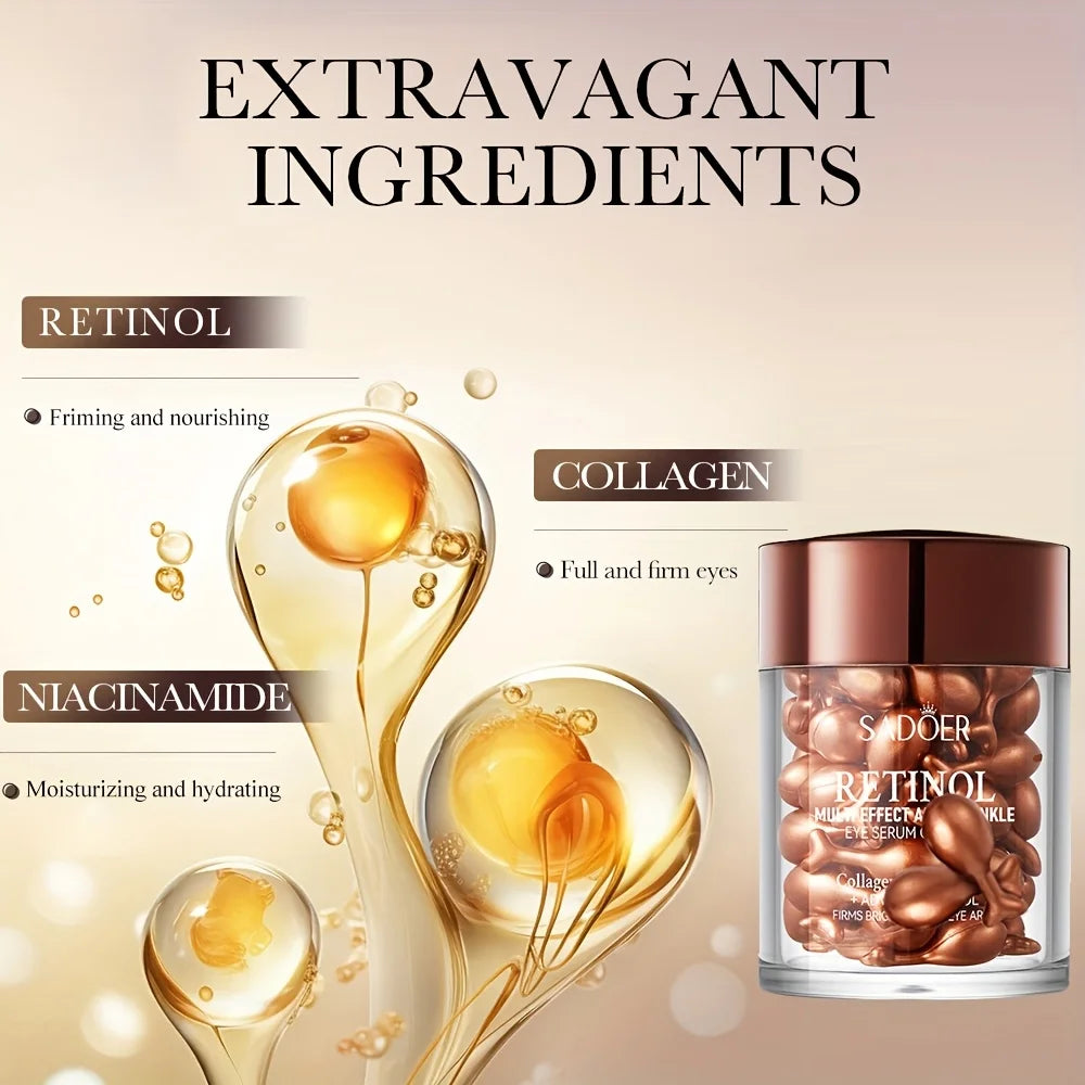 Retinol Multi-Effect Firming Capsule Serum, Tender Skin Hydrating Eye Cream Nourishing And Hydrating Eye Essence 0.34gx45capsule