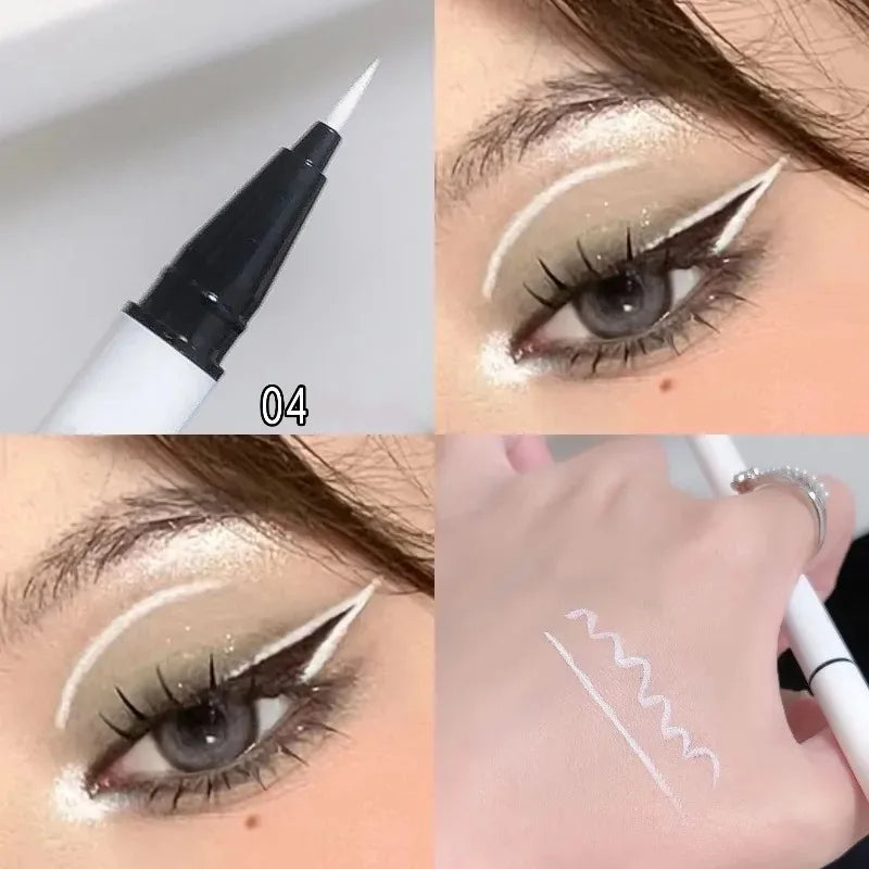 Ultra-thin Matte White Eyeliner Liquid Pen Waterproof Sweat-proof Long-lasting Lying Silkworm Pen High Pigment Smooth Eye Makeup