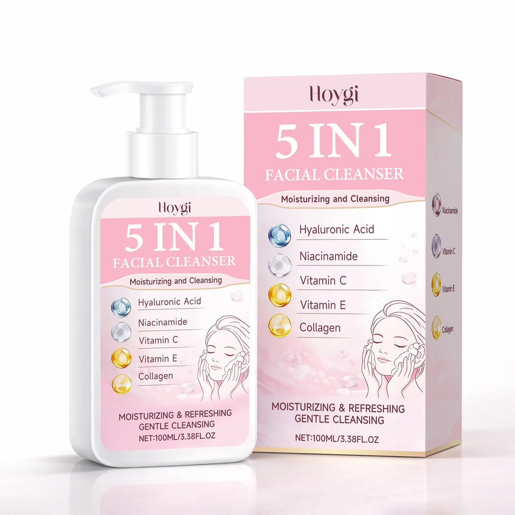 5 in 1 Moisturizing Facial Cleanser Refreshed Cleansing Makeup Remover Brightening Hydrating Light Texture Rich Foam Cleanser