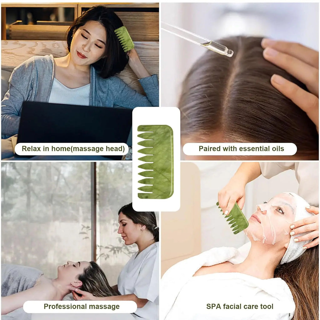 Jade Head Comb Massager Hair Comb Scalp Massager Scalp Care Massage Tool Home and Salon Use Manual Skin Massage Board