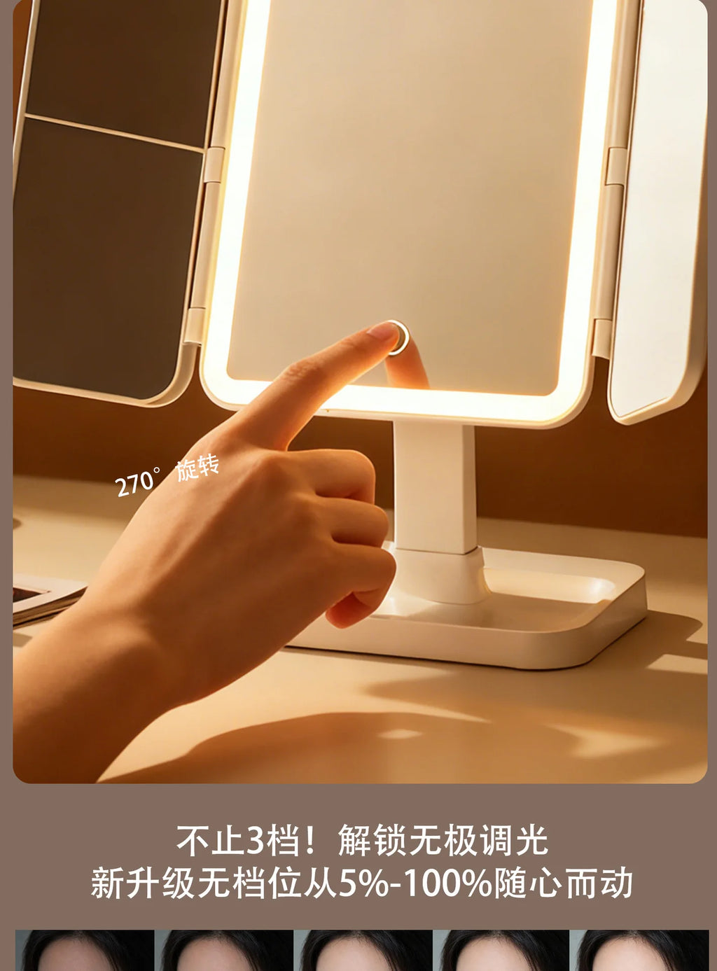 Led Makeup Mirror Desktop Multifunctional Foldable Lighted Mirror with Fill Light for Dressing Table Daily Makeup Use  Mirror