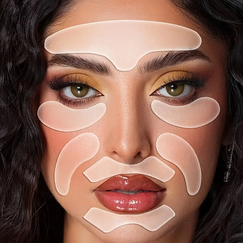 Reusable Silicone Face Mask Patches - Adhesive Hypoallergenic Gel for Forehead, Lips, Eyes & Under Eye - Sleep-Friendly Facial