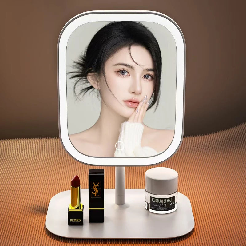 LED Lighted Makeup Mirror, Portable Vanity Mirror with Dimmable Light
