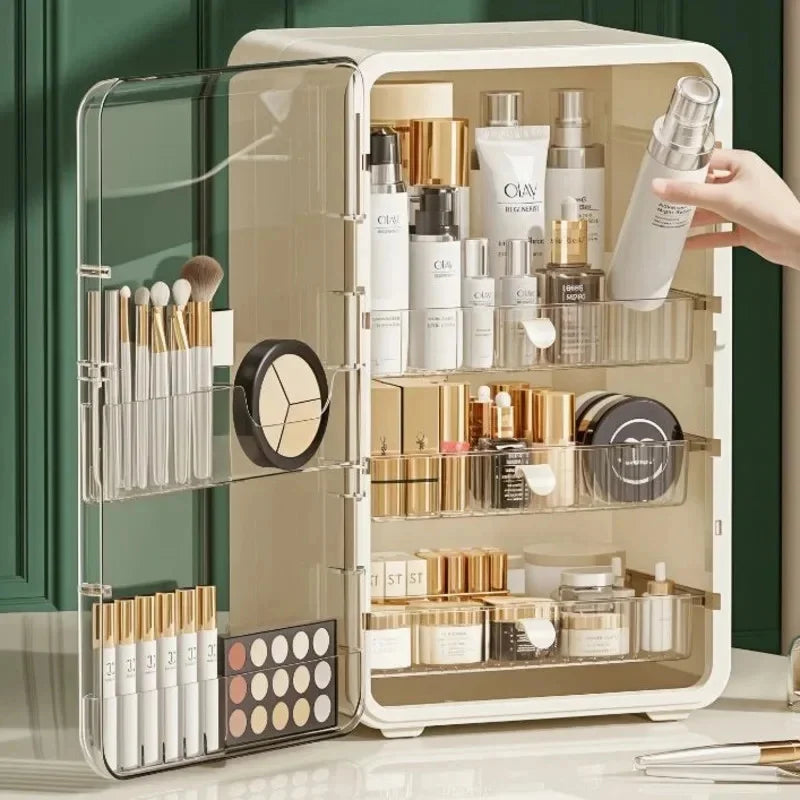Large Clear Makeup Organizer With Dustproof Design Cosmetic Storage Box For Lipstick Skincare Bathroom Vanity Desktop Organizer