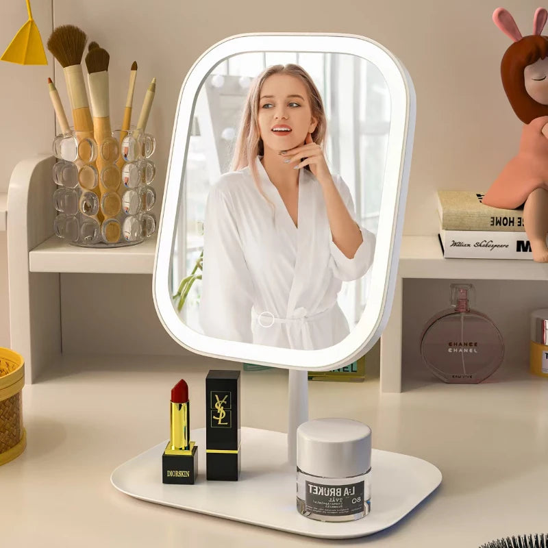 LED Lighted Makeup Mirror, Portable Vanity Mirror with Dimmable Light