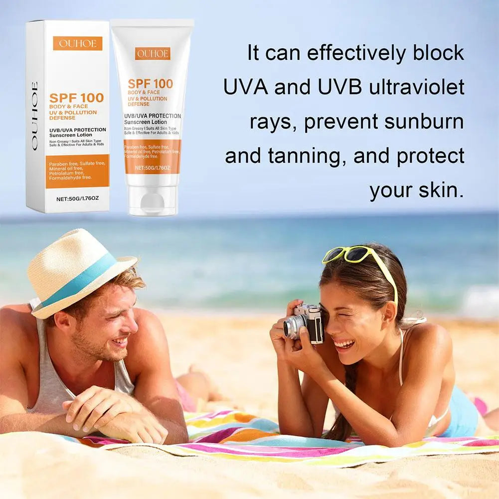 Sunscreen Lotion Spf100 Moisturizing Refreshing Light,Non Greasy,Prevent Facial And Body Sunburn Solar Blocker Facial Sunscreen
