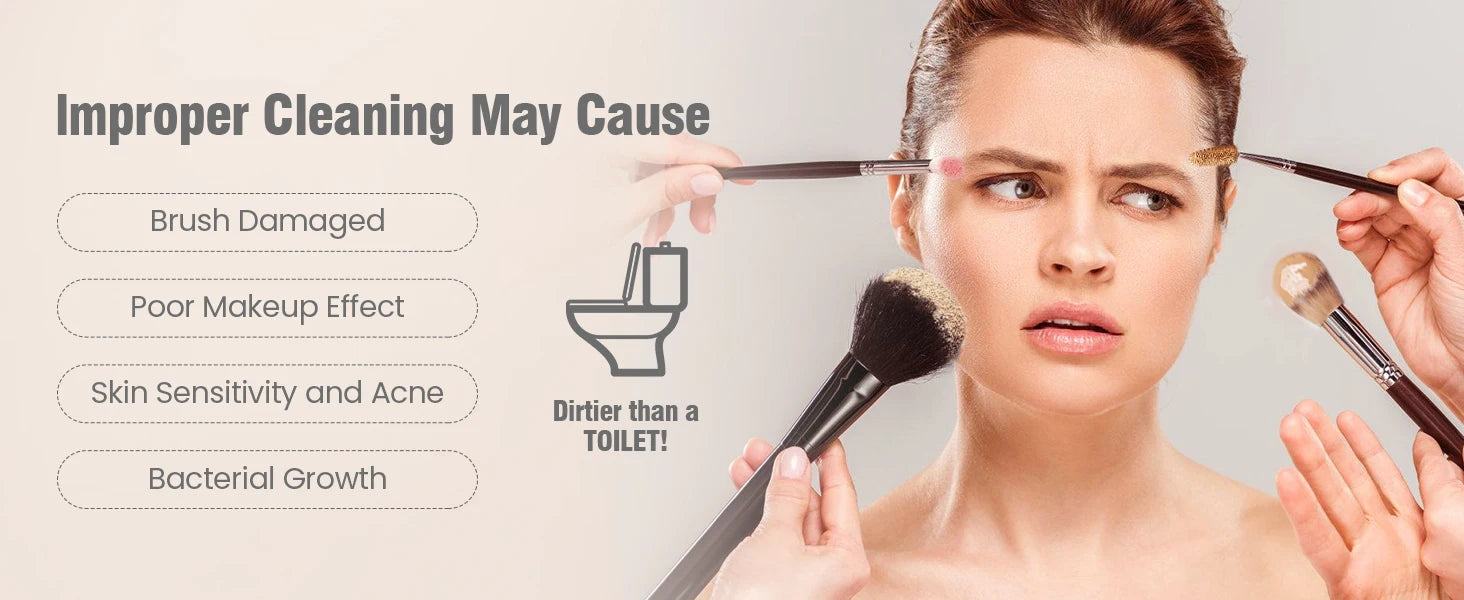 Electric Makeup Brush Cleaner - 7000 RPM Makeup Brush Cleaning Machine, Waterproof Automatic Makeup Brush Cleaner with Mat
