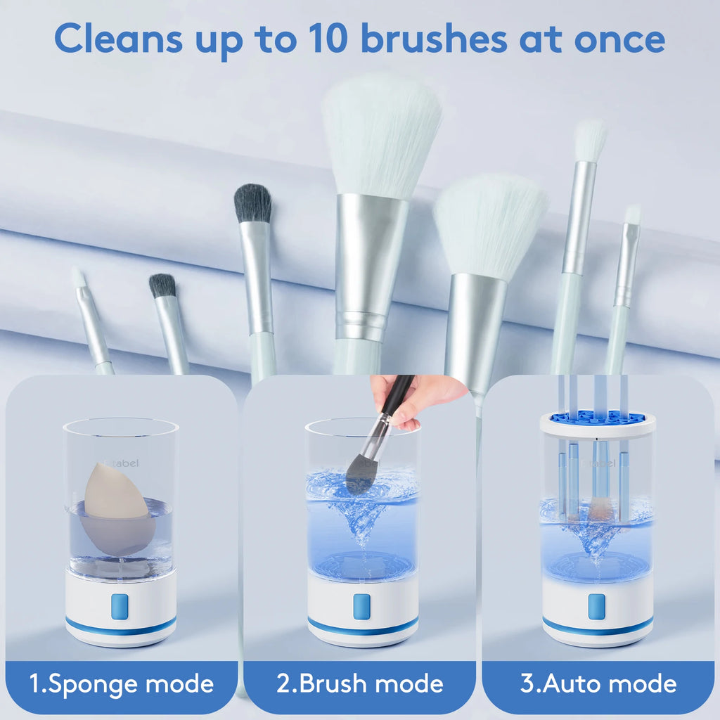 Electric Makeup Brush Cleaner - 7000 RPM Makeup Brush Cleaning Machine, Waterproof Automatic Makeup Brush Cleaner with Mat