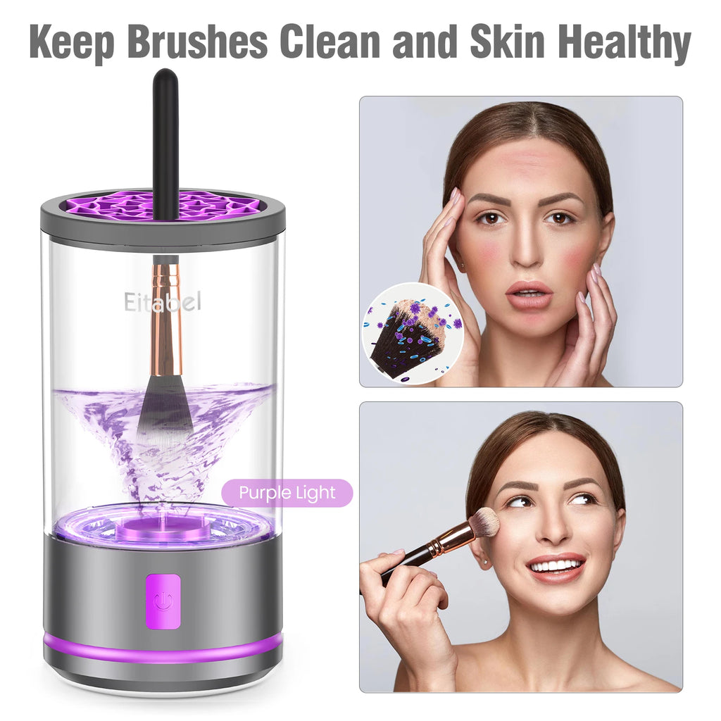 Electric Makeup Brush Cleaner - 7000 RPM Makeup Brush Cleaning Machine, Waterproof Automatic Makeup Brush Cleaner with Mat