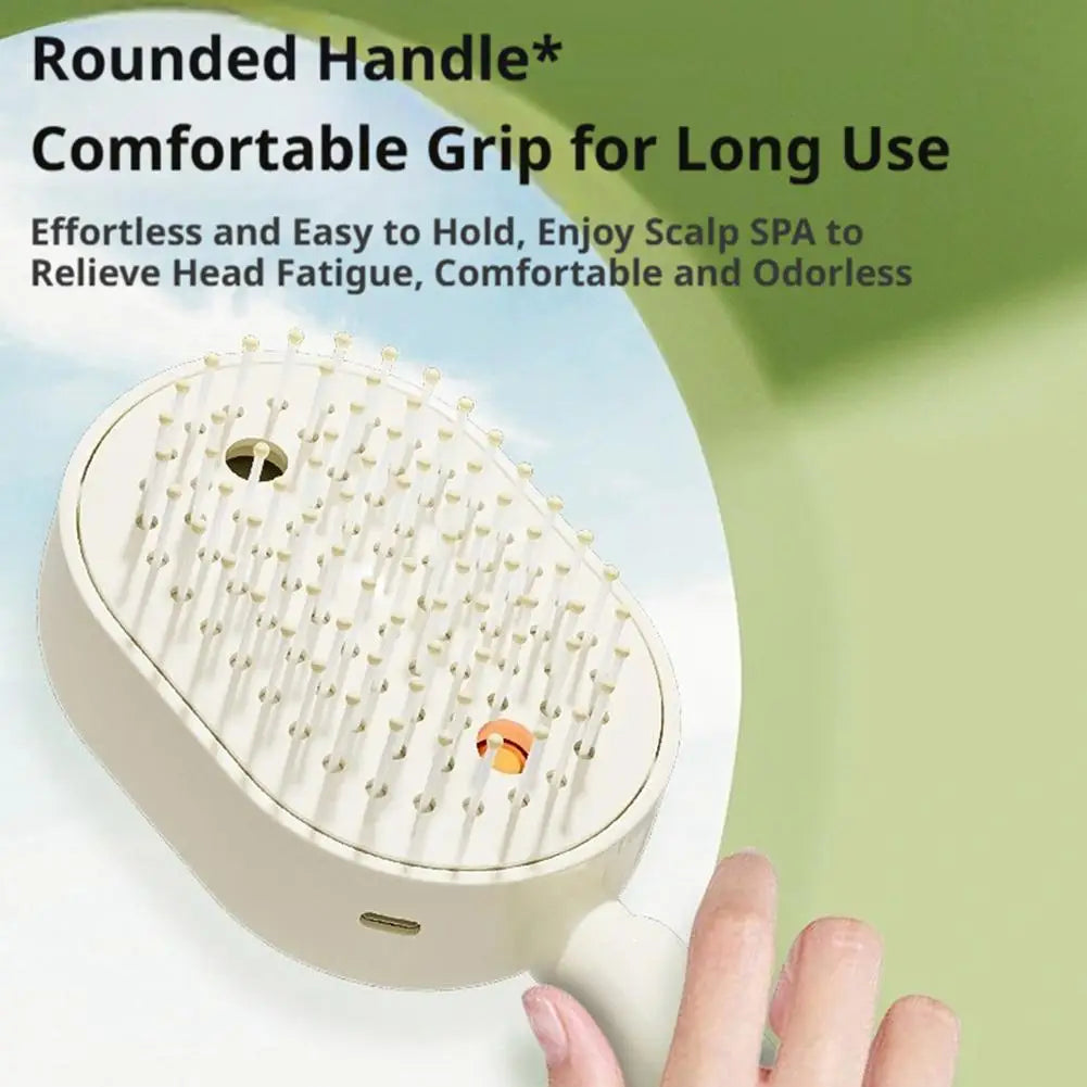 Electric Spray Hair Brush with Water Spray, Steam Essential Oil Brush, Rechargeable, Reduce Frizz Anti-Static, Hair Styling Care