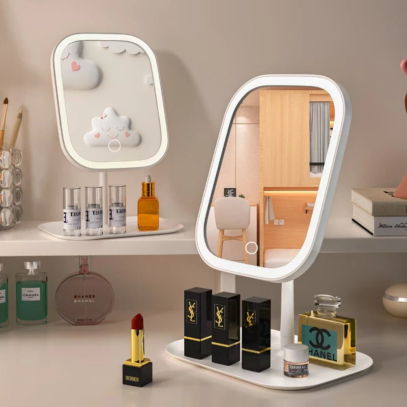 LED Lighted Makeup Mirror, Portable Vanity Mirror with Dimmable Light