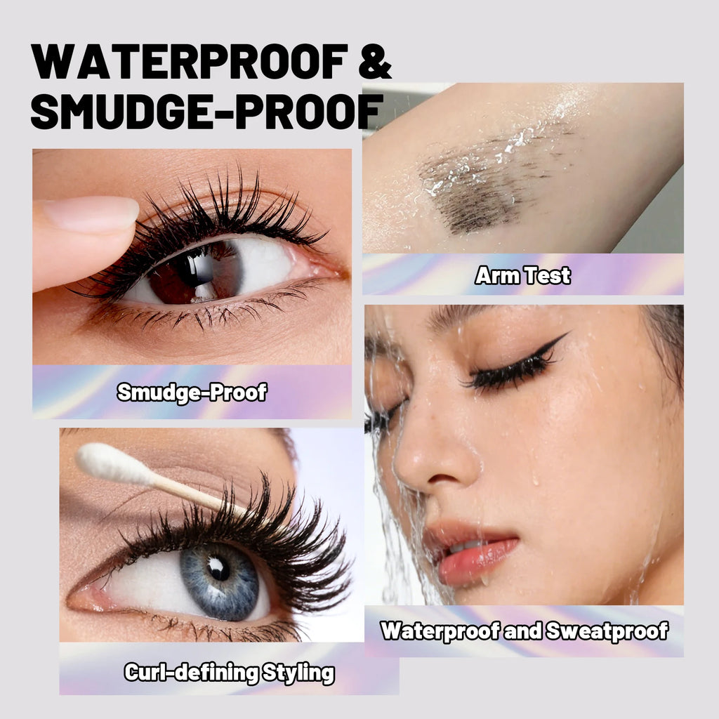 Waterproof Mascara, Long and Curly, Long-Lasting and Set, Silky Smooth, Natural Makeup Look, Lasting Makeup Effect