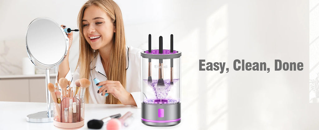 Electric Makeup Brush Cleaner - 7000 RPM Makeup Brush Cleaning Machine, Waterproof Automatic Makeup Brush Cleaner with Mat