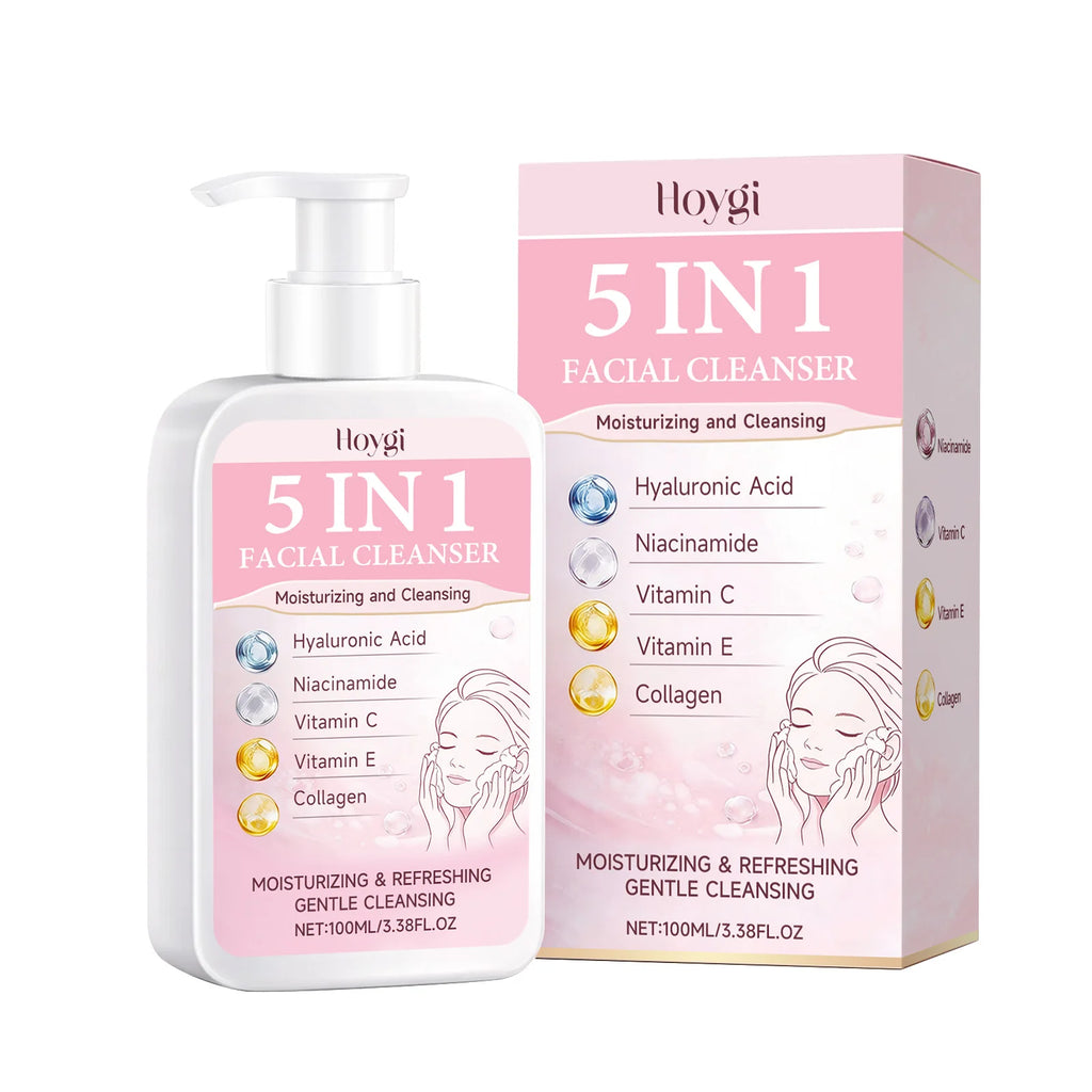 5 in 1 Moisturizing Facial Cleanser Refreshed Cleansing Makeup Remover Brightening Hydrating Light Texture Rich Foam Cleanser