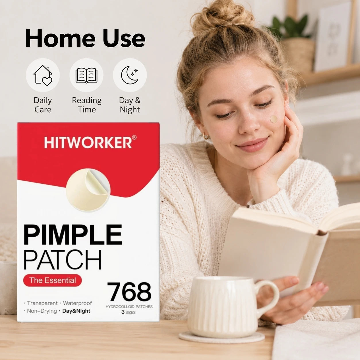 768PCS Pimple Cover Patches, Clear-Look Hydrocolloid Beauty Patches For Day And Night Use, Easy Peel Spot Cover
