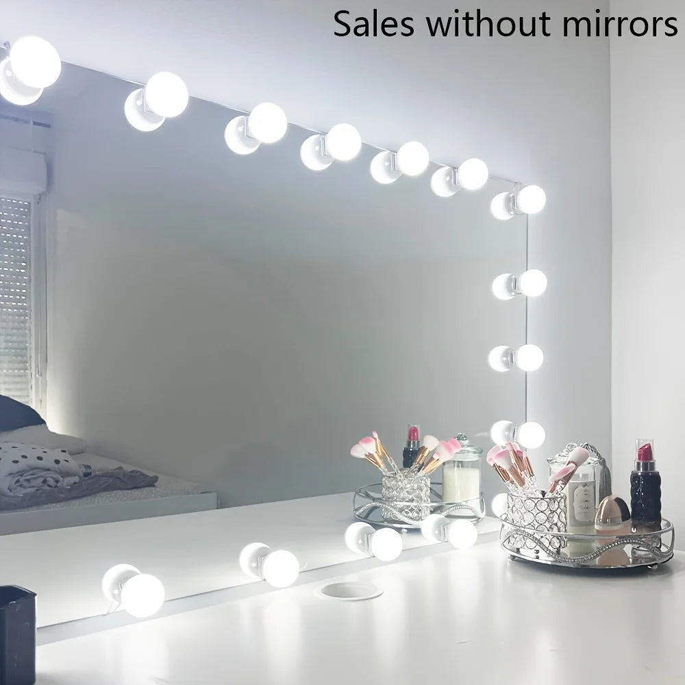 LED Makeup Mirror w/Detachable Lights,USB Powered Hollywood Vanity Mirror,Dressing Table LED Cosmetic Mirror Light for Makeup