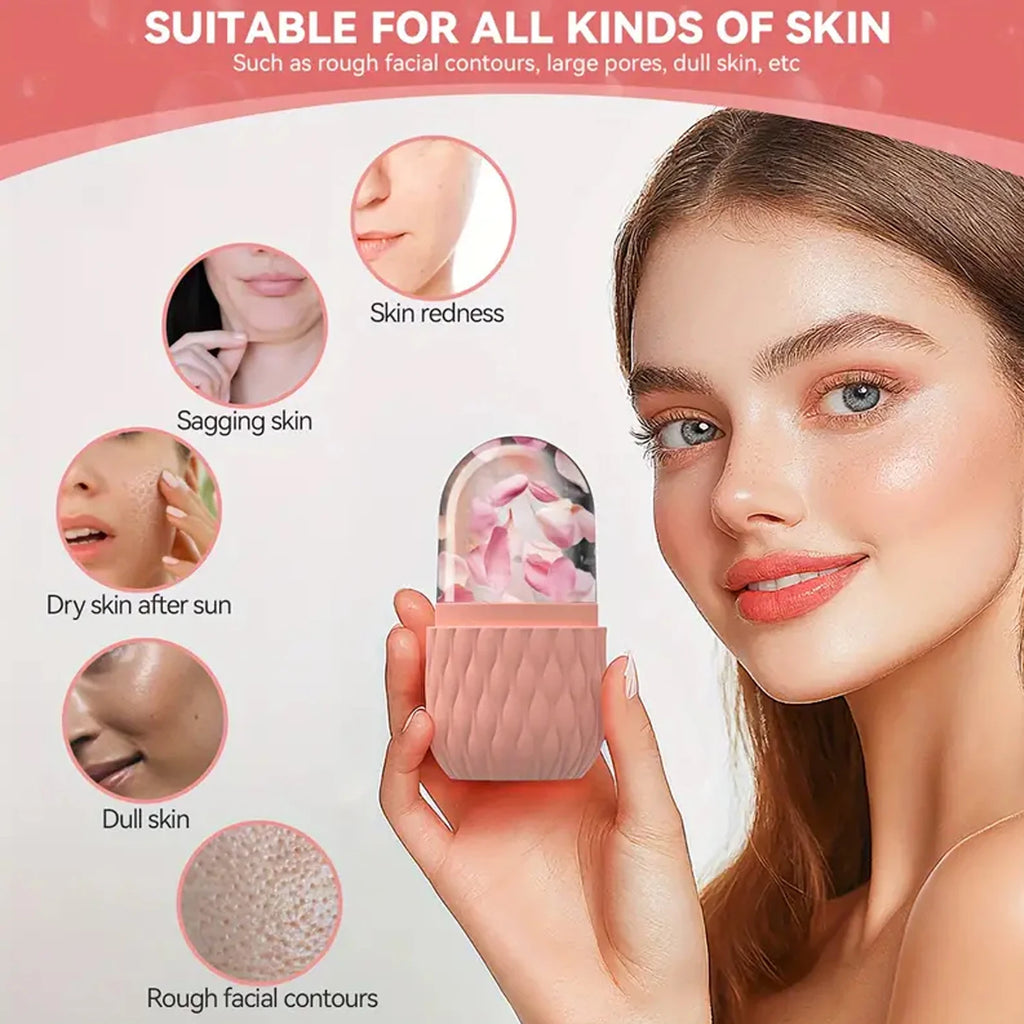 Ice Roller for Face and Eye Reusable Silicone Ice Facial Roller Ice Holder Ice Mold Skin Care Ice Cube Roller for Shrink Pores