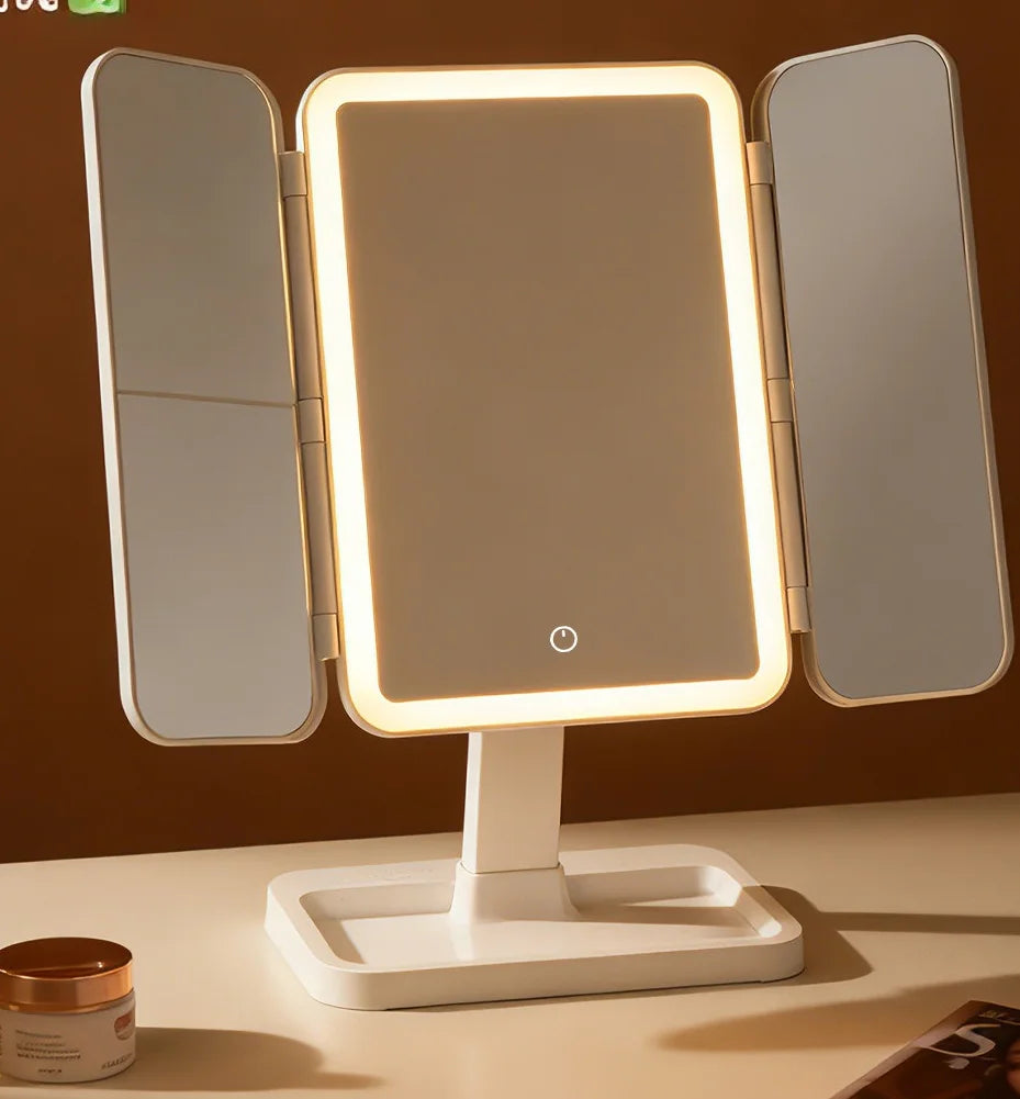 Led Makeup Mirror Desktop Multifunctional Foldable Lighted Mirror with Fill Light for Dressing Table Daily Makeup Use  Mirror