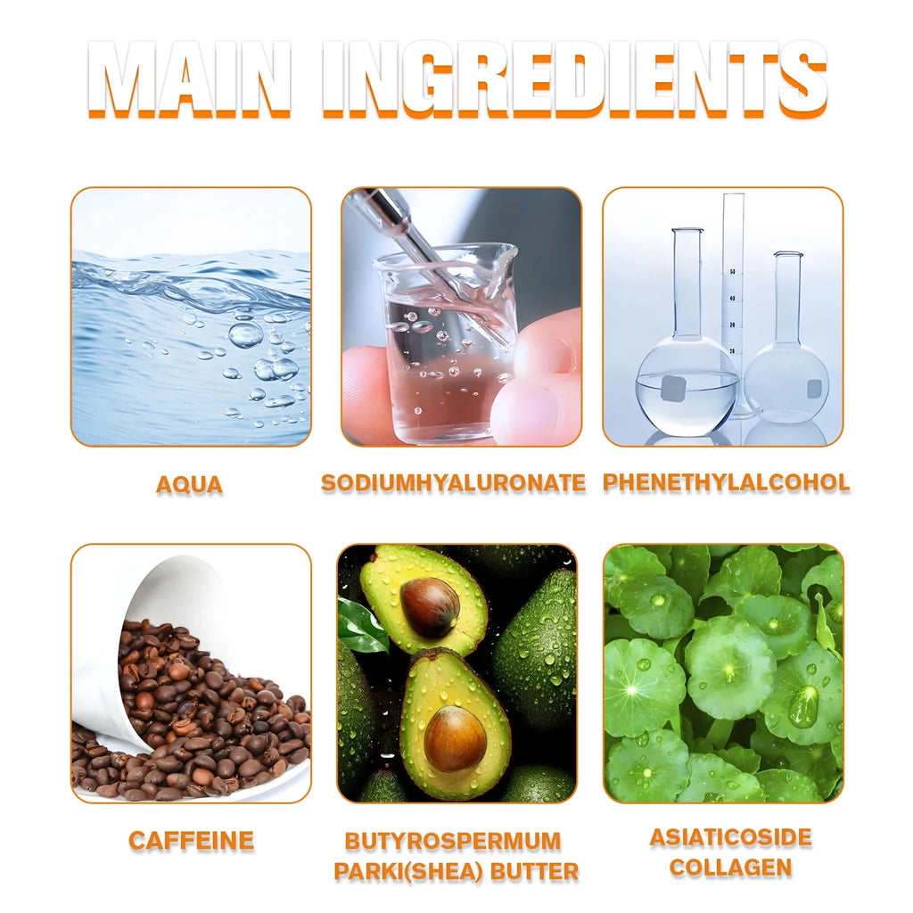 Vitamin C & E Face Serum 50ml - Brightening & Smoothing Care with Hyaluronic Acid & Caffeine for Daily Skin Comfort.