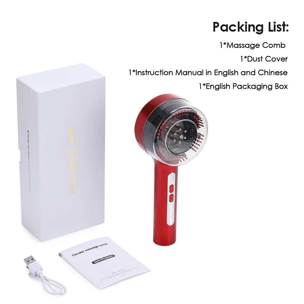 Electric Scalp Massage Comb for Growth Scalp Oil Applicator Hair Care 660nm Red Light Head Massager Improve Hair Loss Brush