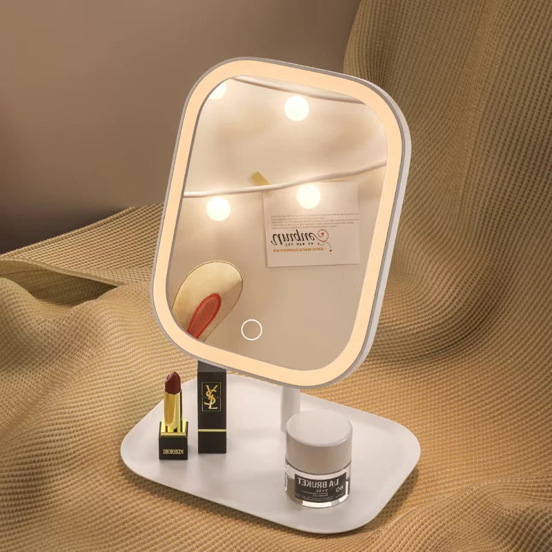 LED Lighted Makeup Mirror, Portable Vanity Mirror with Dimmable Light