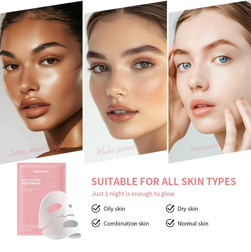 Bio-Collagen Real Deep Mask Supplement Collagen Hydrating Overnight Hydrogel Mask Elasticity Improvement Pore Minimizing Firming