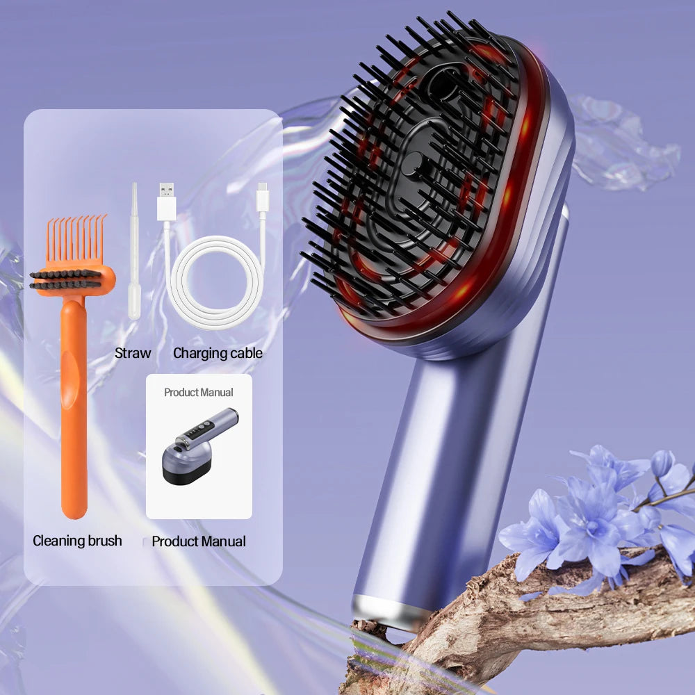 Electric Vibration Scalp Massager Comb Wireless Essential Oil Spraying Hair Care Brush Portable Head Massage Device