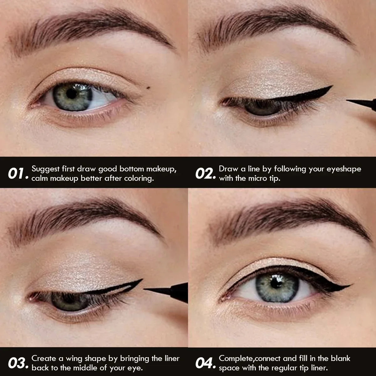 Long Lasting Quick Drying Waterproof Easy To Color Non Smudging Smooth Liquid Eyeliner