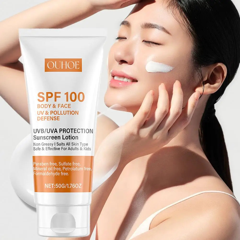 Sunscreen Lotion Spf100 Moisturizing Refreshing Light,Non Greasy,Prevent Facial And Body Sunburn Solar Blocker Facial Sunscreen
