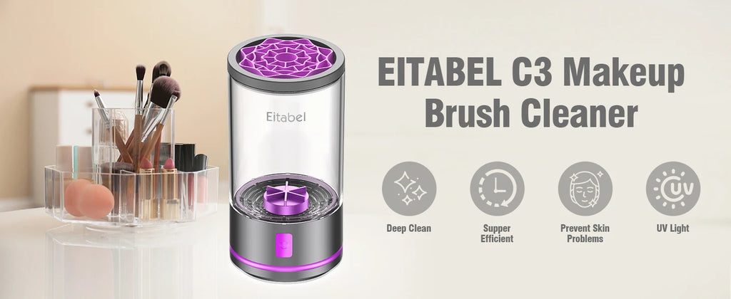 Electric Makeup Brush Cleaner - 7000 RPM Makeup Brush Cleaning Machine, Waterproof Automatic Makeup Brush Cleaner with Mat