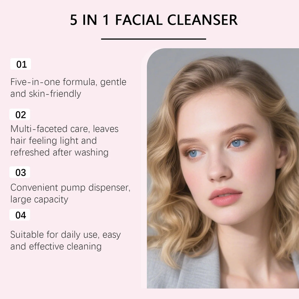 5 in 1 Moisturizing Facial Cleanser Refreshed Cleansing Makeup Remover Brightening Hydrating Light Texture Rich Foam Cleanser